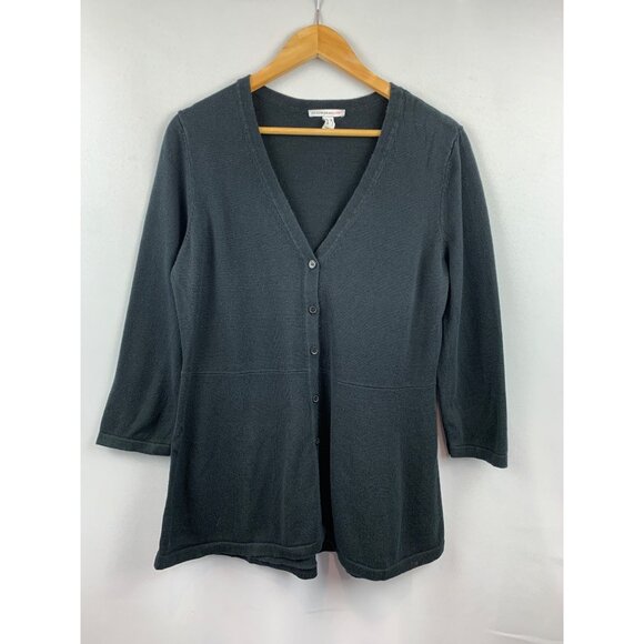 Isaac Mizrahi Live! Womens Black V-Neck Button-Front Cardigan Sweater M/L - Picture 1 of 5